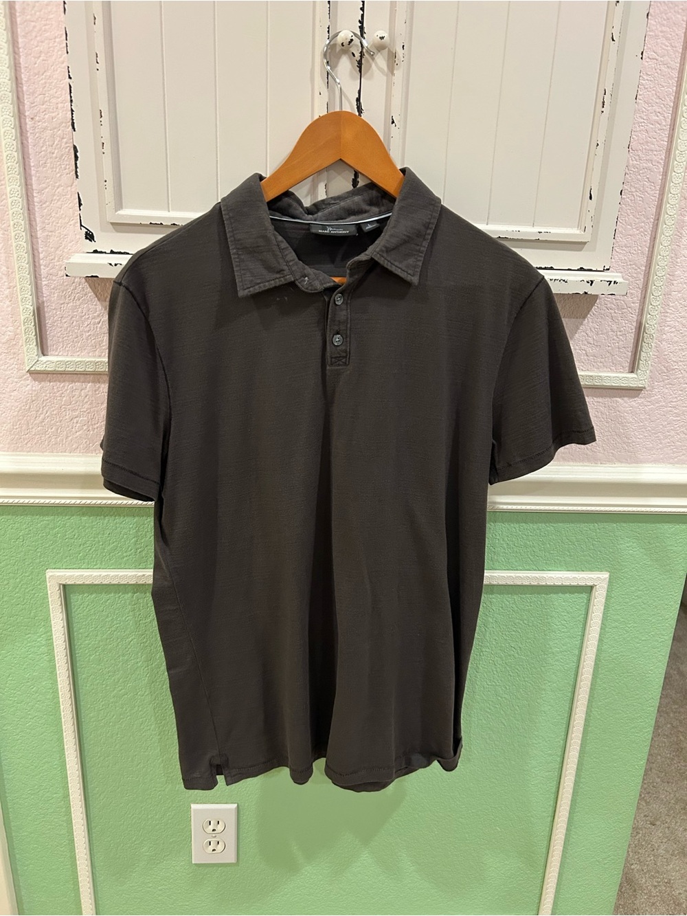 Marc Anthony Men's Short Sleeve Polo Charcoal Sz Large Cotton